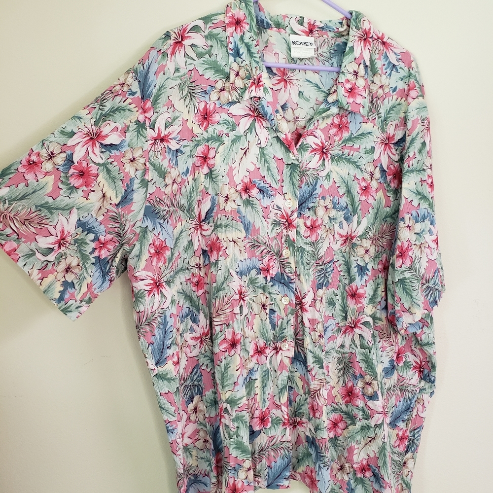 Koret Vintage floral button up shirt with collar size 24 wide